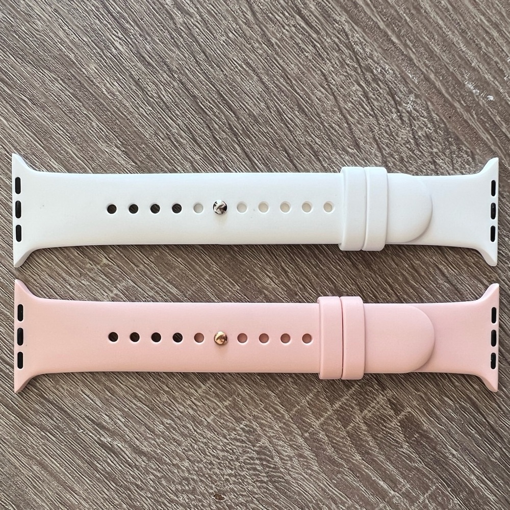 NWT 2 Pack Sport Band Apple Watch (Pink Sand/White, 49mm 45mm 44mm 42mm)
